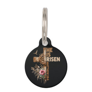 Placa Para Mascotas Él es Jesús Resucitado Cristiano Religioso Pascua