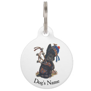 Placa Para Mascotas El escocés que toca las gaitas personaliza