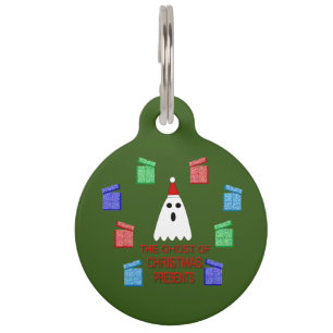 Placa Para Mascotas El fantasma de la Navidad presenta un Personalizad