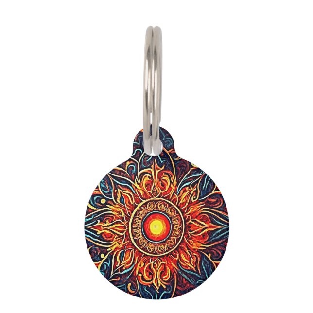 Placa Para Mascotas El flamante arte espiritual visionario de Mandala (Anverso)