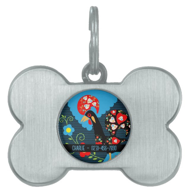 Placa Para Mascotas El gallo de Portugal (Frente)