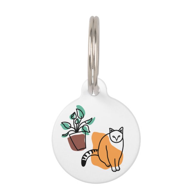 Placa Para Mascotas El gato y la planta (Anverso)