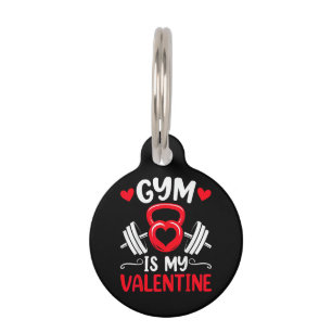 Placa Para Mascotas El gimnasio es mi corazón de San Valentín Entrenam