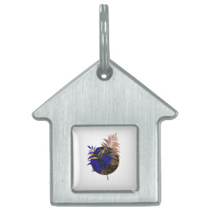 Placa Para Mascotas El helecho azul en círculo negro