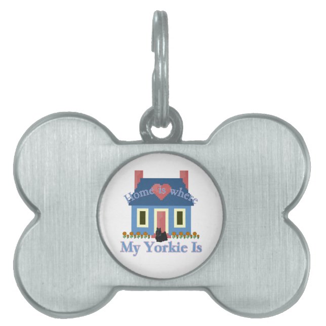 Placa Para Mascotas El hogar es Yorkshire Terrier (Frente)
