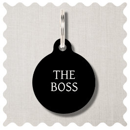 Placa Para Mascotas El jefe de la etiqueta de mascotas redondas de per