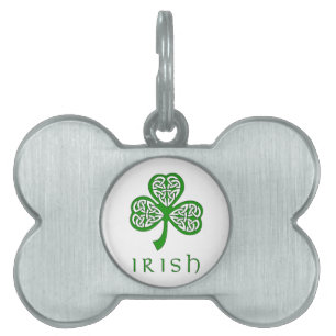 Placa Para Mascotas El Knot Shamrock celta agitado por texto irlandés