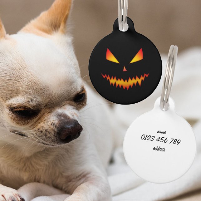 Placa Para Mascotas El miedo de Guay Jack O'Lantern frente a Personali (Customize Jack O'Lantern face Halloween Pet ID Tag
)