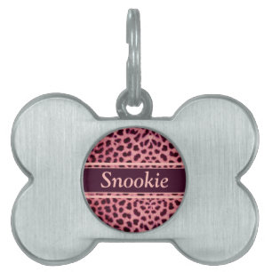 Placa Para Mascotas El modelo rosado de la piel del leopardo