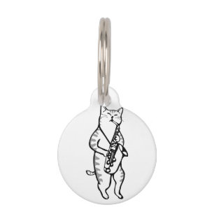 Placa Para Mascotas El músico jazz rock saxofón es gracioso