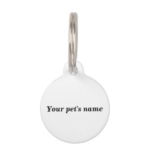 Placa Para Mascotas El nombre de tu mascota en etiqueta redonda blanca