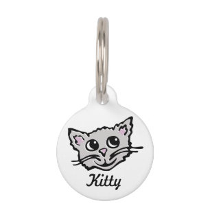 Placa Para Mascotas El nombre gris gráfico del gato y los detalles