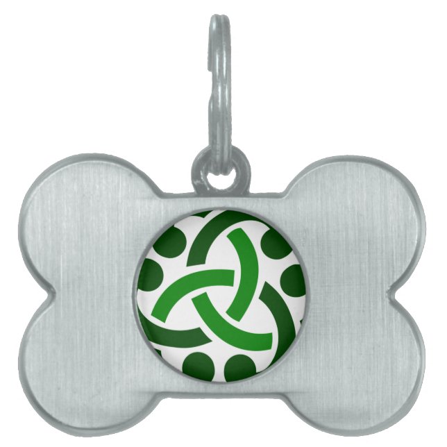 Placa Para Mascotas El nudo celta verde oscuro (Frente)