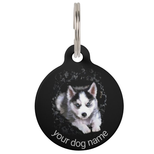 Placa Para Mascotas El personalizado Funny Husky Rompe Un Agujero Para (Reverso)