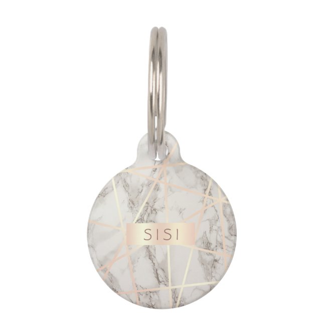 Placa Para Mascotas El polluelo bonito elegante subió el oro y el (Anverso)