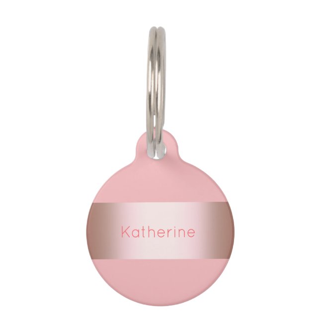 Placa Para Mascotas El polluelo moderno elegante subió el oro y la (Anverso)