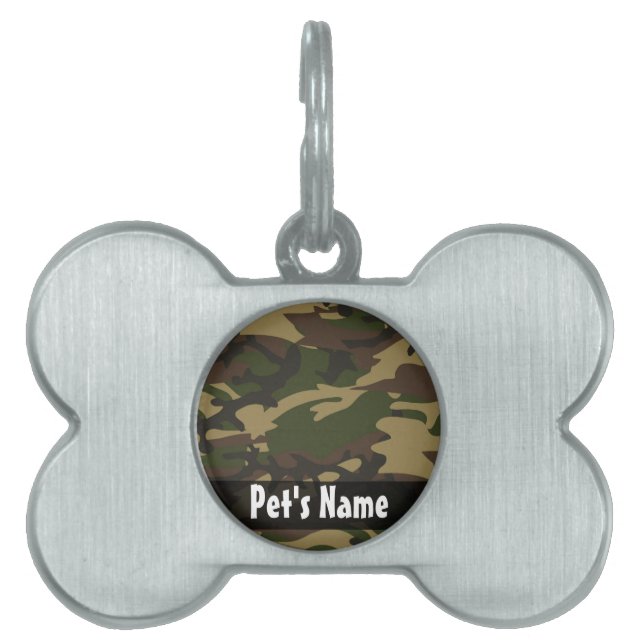 Placa Para Mascotas El polvoriento Camo Verde (Frente)