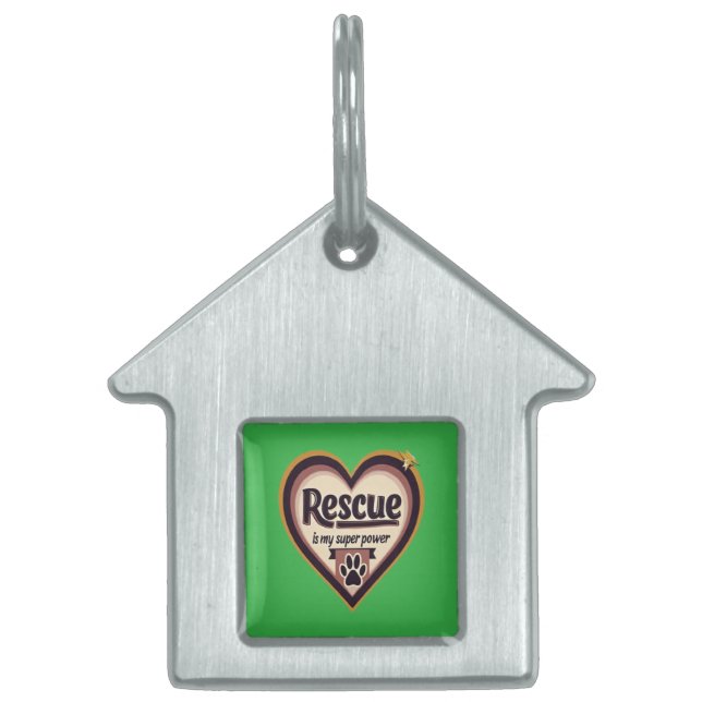 Placa Para Mascotas El Rescate Es Mi Superpoder - Empoderamiento (Frente)