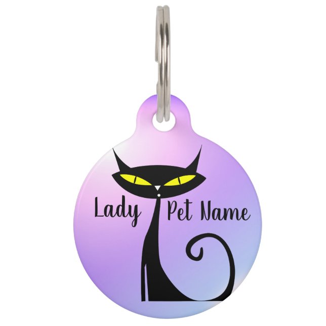 Placa Para Mascotas El sofisticado y elegante gato Personalizado (Anverso)