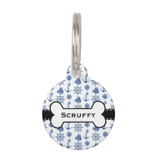 Placa Para Mascotas El tema náutico envía el azul y el blanco del
