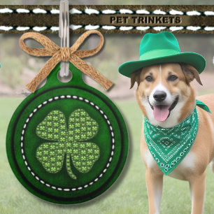 Placa Para Mascotas El Verde Irlandés De Cuatro Hojas Trampa Sobre Cue