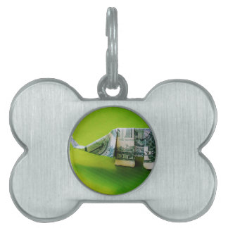 Placa Para Mascotas Elefante del origami de la factura del dólar sobre
