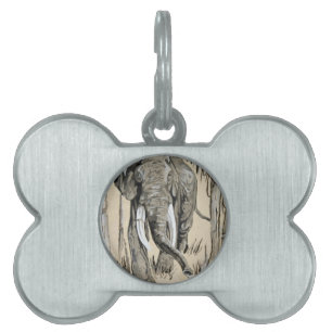 Placa Para Mascotas Elefante recorriendo el arte de la sabana madura
