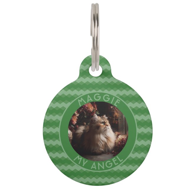 Placa Para Mascotas Elegant Custom  Kitten Owner Gift Chevron Checkers (Anverso)
