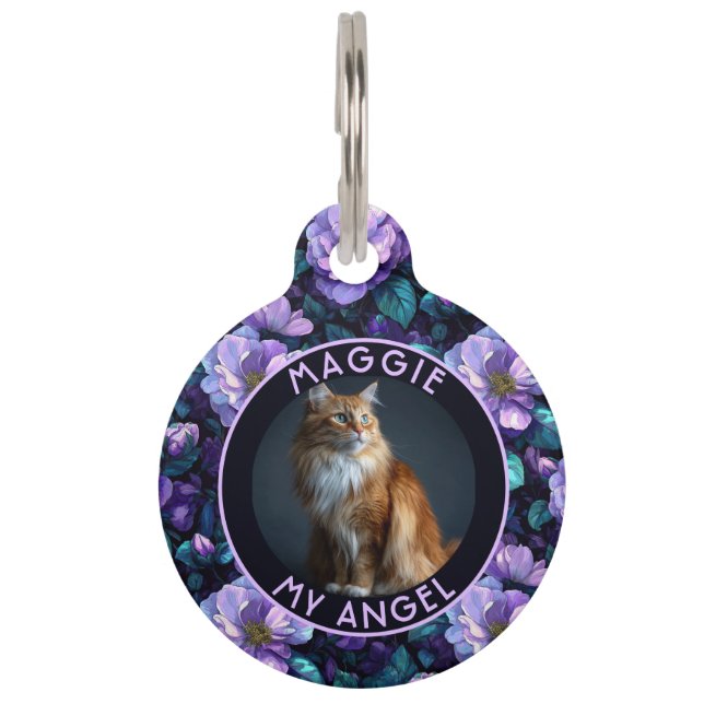 Placa Para Mascotas Elegant Custom Pet Owner Gift Gardenias Flower (Anverso)