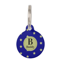 Elegant Gold & Blue Star Pattern Monogram