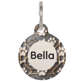 Placa Para Mascotas Elegant Gold Paw Print Luxury Dog ID Tag | Chic
