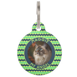 Placa Para Mascotas Elegant Kitten Owner Gift Chevron Print