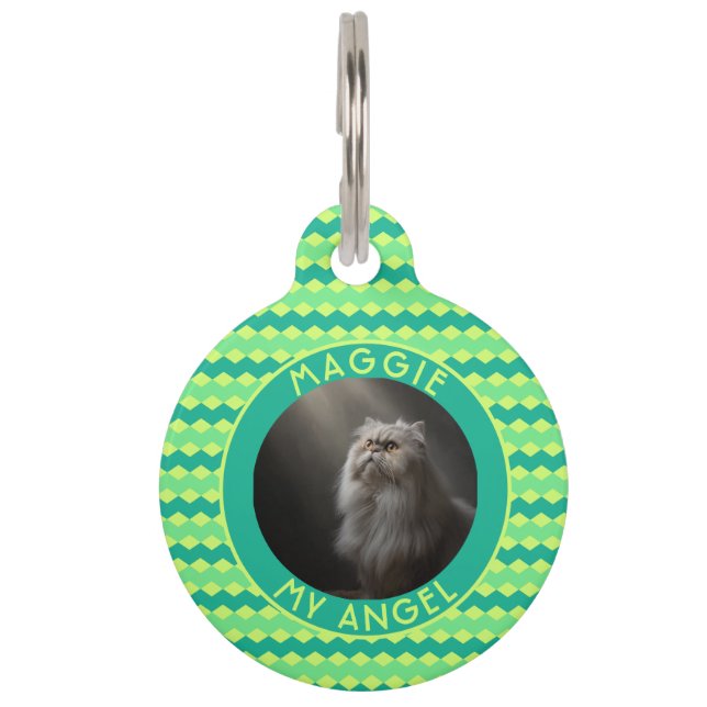 Placa Para Mascotas Elegant Kitten Owner Gift Chevron Symmetry  (Anverso)