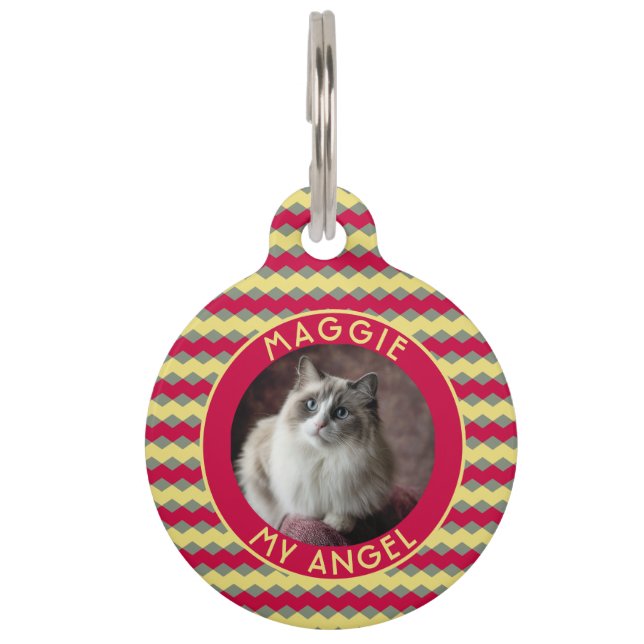 Placa Para Mascotas Elegant Personalized Pet Gift Chevron Checkers (Anverso)