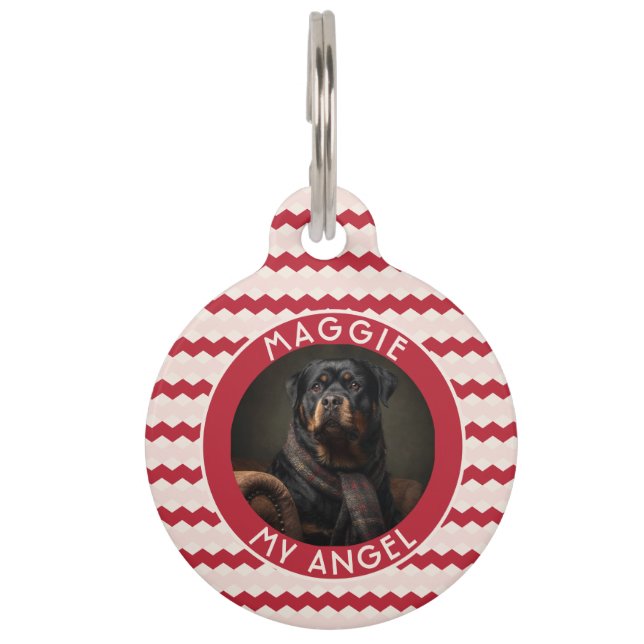 Placa Para Mascotas Elegant Pet Themed Gift Chevron Geometry (Anverso)