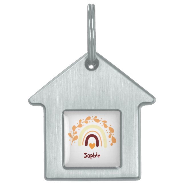 PLACA PARA MASCOTAS ELEGANT RAINBOW BOHO (Frente)