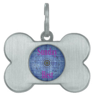 Placa Para Mascotas Elegante azul denim motif vectorial de la impresió