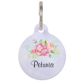 Placa Para Mascotas Elegante Bouquet De Flor De Color Rosa