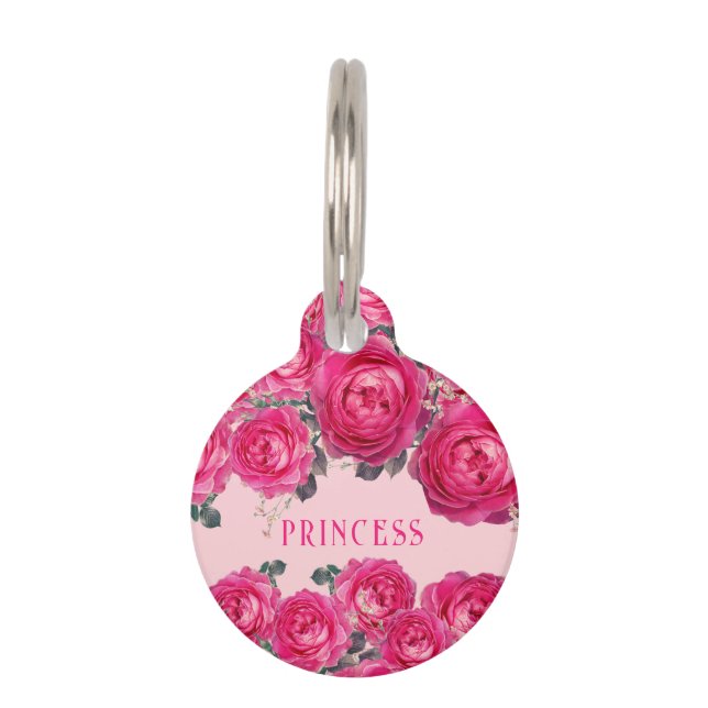 Placa Para Mascotas Elegante Bouquet de Rosas personalizado (Anverso)