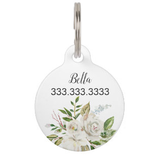 Placa Para Mascotas Elegante caligrafía floral