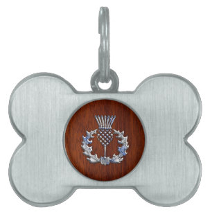 Placa Para Mascotas Elegante Chrome y madera de caoba Tístoles escoces