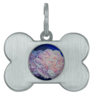 Placa Para Mascotas Elegante color azul rosa azul pastel acuarela flor