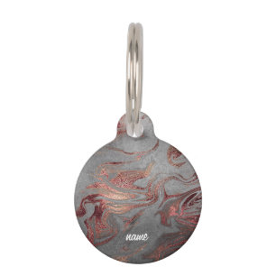 Placa Para Mascotas Elegante estilo moderno de cobre subió de mármol g