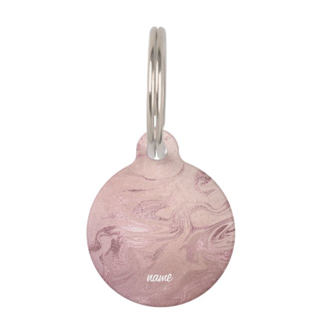 Placa Para Mascotas Elegante estilo moderno de mármol rosa rosa de cob (Anverso)
