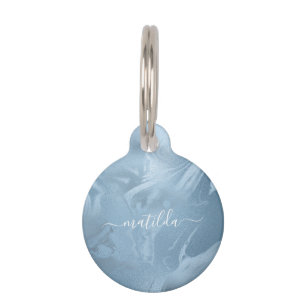 Placa Para Mascotas Elegante estilo moderno y elegante de mármol azul
