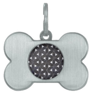 Placa Para Mascotas elegante flor gris mosaica de la vida Tile patrón
