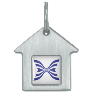 Placa Para Mascotas Elegante Monograma de Letra X con Línea Azul