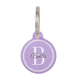 Placa Para Mascotas Elegante Monograma Lilac