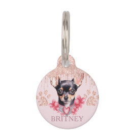 Placa Para Mascotas Elegante perro chihuahua con Purpurina personaliza