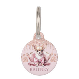 Placa Para Mascotas Elegante perro chihuahua con Purpurina personaliza